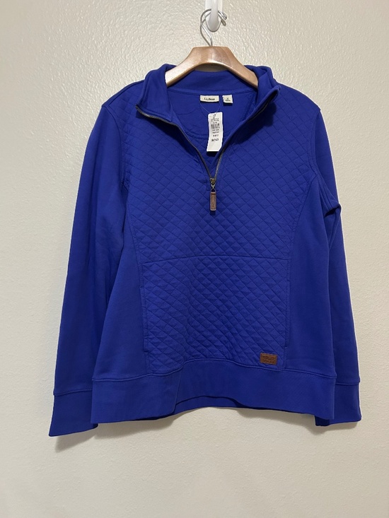 Sweaters - L.L. Bean Blue Quilted Half Zip Pullover Sweater